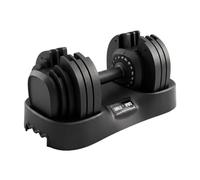 GORILLA SPORTS® Manubrio Regolabile 25 kg 18 Livelli con Base | Manubri regolabili al posto di un set manubri, pesi palestra da 2,5 a 25 kg, palestra in casa, 1 manubrio con base