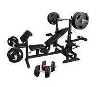 GORILLA SPORTS® Panca Multifunzione - con Set di Pesi 100kg, Porta bilanciere, Stazione Butterfly, Regolabile, Carico Massimo 280kg, Bianco o Nero - Panca Pesi, Fitness, Palestra, Allenamento