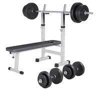 GORILLA SPORTS® Panca palestra pieghevole con set pesi 38/70/100 kg