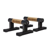 GORILLA SPORTS® Parallele Basse - Legno, Acciaio, Piedini in Gomma Antiscivolo, Resistente, Max: 300 kg, Borsa Inclusa - Parallettes Calisthenics, Push Up Bar, Maniglie per Flessioni e Fitness