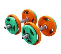 GORILLA SPORTS® Set 2 Manubri 20 kg, 8 Dischi Gommati, Barre 35 cm, 31 mm