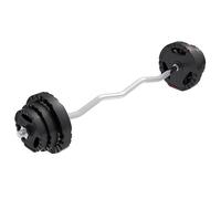 GORILLA SPORTS® Set Bilanciere 25 kg, Barra EZ 120 cm, Ø30/31 mm | Con dischi in plastica e collari Spinlock; bilanciere curl regolabile per bicipiti, tricipiti, palestra casa e fitness