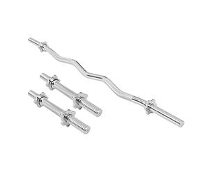 GORILLA SPORTS® Set Bilanciere - Barre Manubri 35 cm e Barra Curva EZ 120 cm, Cromato o Nero, 6 Chiusure a Stella o Molla, 30/31 mm - Manubrio per Pesi, Bilancieri per Dischi, Sollevemento Pesi
