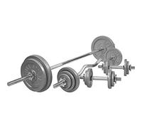 Gorilla Sports® Set Bilanciere con Manubri 108kg - Barra Dritta 170cm, Barra Curva 120cm, 18 Dischi di Peso, 30mm, Ghisa, Collari a Stella o Molla - Pesi Palestra, Sollevamento, Allenamento, Fitness