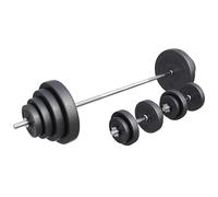 GORILLA SPORTS® Set Bilanciere e Dischi 60/100/130 kg, Ø30 mm, Barra 170 cm | Con manubri e chiusure, barra zigrinata e antiscivolo in acciaio cromato; per palestra, fitness e sollevamento pesi