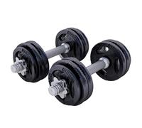 Gorilla Sports® Set di Manubri - 30kg, Coppia, 12 Dischi Rivestiti in Ghisa, 2 Barre in Acciaio Cromato, 30 mm, 4 Chiusure a Stella, Antiscivolo, Argento o Nero - Pesi per Palestra, Fitness, Casa
