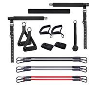 GORILLA SPORTS® Set Pilates Bar con Barra Regolabile e 3 Resistenze | Con maniglie, cinghie per piedi e cavigliere imbottite, più bande elastiche per allenare braccia, gambe e tutto il corpo