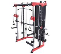 Gorilla Sports® Smith Machine - 147 x 200 x 223 cm, Acciaio, Bilanciere Guidato, Pulley System, T Bar Row Handle, Pull Up Bar - Attrezzatura Palestra Casa, Home Gym, Multifunzione, Multipower
