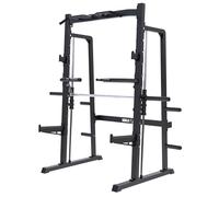 GORILLA SPORTS® Smith Machine con Bilanciere Guidato, Max 300 kg, 50 mm | Power rack con barra per trazioni multi-grip e 4 portadischi 50/51 mm, per squat, dip e allenamento completo home gym