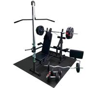 GORILLA SPORTS® Stazione Multifunzione - con Set di Pesi 100kg, Panca Regolabile, Curl per Braccia e Gambe, LAT Macchina, Butterfly, Rack, Bilancieri e Manubri, Nero/Bianco - Stazione Fitness