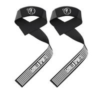 GORILLA SPORTS® Straps Palestra - Set di 2, 60cm, Impugnatura in Silicone, Antiscivolo, Imbottito, Nero - Fascette, Cinghie per Sollevamento Pesi, Deadlift Straps, Fasce per Stacchi, Gym