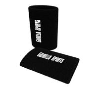 GORILLA SPORTS® Supporto Polso - per Allenamento con Kettlebell, Coppia, in Cotone con Plastica Rigida, Nero - Polsini di Protezione, Fasce Polsi, Polsiere Palestra, Polsino, Sollevamento Pesi