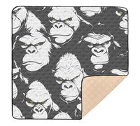 Gorilla - Tappetino da gioco pieghevole per bambini, 1 pezzo, colore: bianco e nero, 1 pezzo, 127 x 127 cm