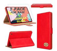 Gorilla Tech Custodia in pelle con pellicola protettiva in vetro temperato per Apple iPad Pro 11 pollici 1st Gen modello MTXP2LL/A MU0Y2LL/A MU0U2B/A A1980 A2013 A1934 Folio Cover Book Red Leather