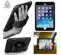 Gorilla Tech Custodia per Apple iPad 9,7 2018 Survivor con cinghia da polso e cavalletto con una sola mano, protezione completa 3D con supporto per poggiatesta, colore nero per iPad 6a generazione
