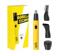 Gorilla Technique - Tagliacapelli da uomo, ricaricabile, 4 in 1, per la rimozione dei peli di naso, orecchie, sopracciglia, senza strappi, con motore ad alta velocità da 10.000 giri/min, 4 teste