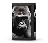 Gorilla Thinking Portafogli a tre pieghe stampati con tasca anteriore fermasoldi con scomparti per carte di credito ID per uomo donna, stile, taglia unica, Stile, One size