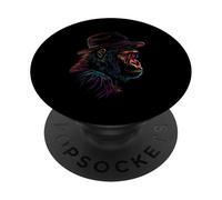 Gorilla vibrante in Fedora Hat Line Art Design PopSockets PopGrip Adesivo