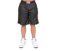 Gorilla Wear Wallace - Pantaloncini corti in rete per bodybuilding, modello Old School, taglio largo, nero/rosso, XXL-3XL Tall