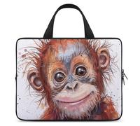 Gorilla with Messy Hair - Custodia per computer portatile da 15", ultra sottile, impermeabile, con cinghia da polso