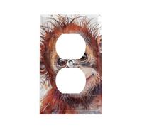 Gorilla with Messy Hair Outlet Cover, piastra da parete standard americana con viti, in acciaio inox resistente al calore e agli urti, copertura per presa duplex a 1 banda per decorazione domestica