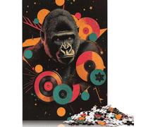 Gorilla with Records Digital Art Gorilla Urban Jungle Jigsaw Puzzle Impossibili 1000 Pezzi Decorazione Per La Casa. Rilassamento E Intelligence Per Adulti E Ragazzi Da 14 Anni 500pcs (52x38cm)
