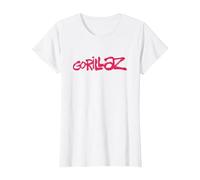 Gorillaz Brush Logo Pink Maglietta, Donna, Bianco, S