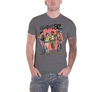 Gorillaz T Shirt Group Circle Rise Band Logo Nuovo Ufficiale Uomo Charcoal Size L