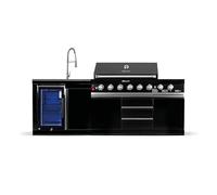 GORILLER® BLACKBACK S3 Cucina da esterno, Barbecue a gas XXL con lavandino, Acciaio inossidabile, Nero