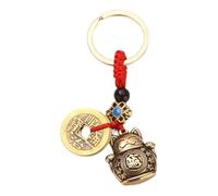 Gorise Portachiavi a Forma Di Gatto Fortunato - Portachiavi Con Moneta Feng Shui, Decorazione Per Chiave Auto a Forma Di Gatto Fortunato in Lega Di Zinco, Adatto Per La Decorazione Di Casa E Ufficio