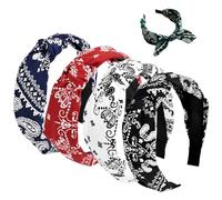 Gorise Set Di 5 Fasce Elastiche Vintage Da Donna Orecchini Larghi Bohémien Antiscivolo Accessori Per Capelli Con Nodo D'amore in Stile Anni '20 Decorazioni Per Yoga, Fitness
