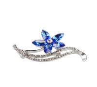 Gorise Spilla a forma di fiore di cristallo blu per donna, elegante spilla alla moda, spilla vintage non ti scordar di me per regalo di San Valentino e anniversario