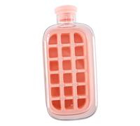 Gorise Stampo per cubetti di ghiaccio 2 in 1 per bottiglie d'acqua, vassoio per acqua con coperchio, rilascio One Touch senza contatto, bottiglia per cubetti di ghiaccio rosa