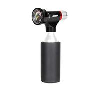 GORIX Pompa portatile per bicicletta, pompa ad aria per bicicletta, gonfiatore di CO2 con manometro d'aria a cilindro con testa Presta Schraeder (GX-COHM)