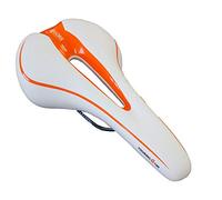 GORIX Sella per bici Comodo cuscino con binario Montagna Bicicletta da strada per uomo e donna (GX-C19)(Bianco×Arancio)