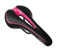 GORIX Sella per bicicletta, comoda, con rotaia, mountain bike, bici da strada, per uomini e donne (GX-C19) (nero × rosa)