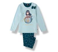Gorjuss Pigiama Bambina Invernale in Caldo Cotone Art. 63408 - Maglia Celeste “A Night’s Quest” con Fiocco e Pantaloni a Stelle - Collezione Santoro London (IT, età, 12 Anni, Regular, Blu)