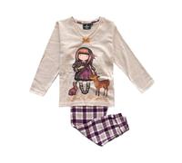 Gorjuss Pigiama Bambina Invernale in Caldo Cotone Art. 63409 - Maglia Rosa con Stampa “Be Kind to all Creatures” e Pantaloni Scozzesi - Collezione Santoro London (IT, età, 12 Anni, Regular, Beige)