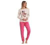 Gorjuss Pigiama Donna Santoro Invernale in Caldo Cotone Art. 62384 (IT, Testo, L, Regular, Regular, Beige)