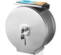 Gorlary Dispenser di carta igienica jumbo commerciale con mensola, supporto per rotolo in acciaio inox per montaggio a parete, dispenser di carta igienica senza contatto argento