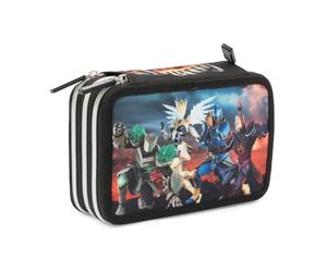 Gormiti The New Era - Astuccio Triplo Scuola Con 3 Zip E 3 Scomparti, Contiene 18 Matite Colorate, 18 Pennarelli e altri Pratici Oggetti per la Scuola,13 l x 19,5 h x 6,5 p