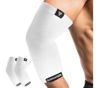 GORNATION Gomitiere Palestra, Manicotti per Braccia, Tutore Gomitiere Compressione Premium per Fitness, Bodybuilding, Calisthenics e Allenamento, Fascia Unisex Supporto Gomiti per lo Sport - 2 Pezzi