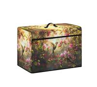 Goronwyfloyd Copertura per macchina da cucire classica con fiori rosa e colibrì con tasche portaoggetti, copertura antipolvere per macchina da cucire compatibile con la maggior parte delle macchine da
