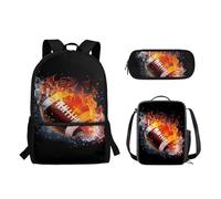 Goronwyfloyd Set 3 in 1 con zaino per la scuola per ragazzi e rugby, con cerniera, con portapranzo e astuccio, per studenti della scuola materna