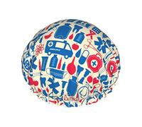Gorro de baño impermeable de Coral para instrumentos, gorros de ducha reutilizables elásticos de gran tamaño con forro de pelo corto y largo para salón de Spa en casa