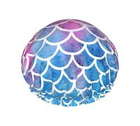 Gorro de ducha a escala de sirena colorido Huevos de Pascua coloridos Gorro de ducha impermeable Gorros de baño reutilizables para mujeres Protección del cabello Elástico Todo el cabello