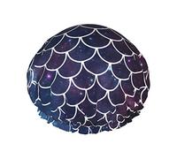 Gorro de ducha con diseño de escamas de sirena, gorros de ducha de baño reutilizables para mujer, pelo largo, doble capa, resistente al agua, gorro de ducha, protector de pelo para niños, niñas, mujer