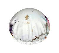 Gorro de ducha con estampado de colibrí con pintura al óleo, gorro de baño reutilizable, gorros de ducha impermeables para mujeres, todas las longitudes de cabello