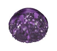 Gorro de ducha con estampado de flores moradas, gorro de baño reutilizable, gorros de ducha impermeables para mujeres, todas las longitudes de cabello