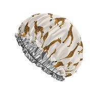Gorro de ducha con estampado de jirafa para baloncesto para mujeres y niñas, impermeable, lavable, reutilizable, forro de PEVA, banda elástica ajustable, gorro de baño para damas, salón de spa